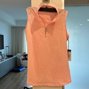 NWT tail active wear sleeveless zipper front pink top